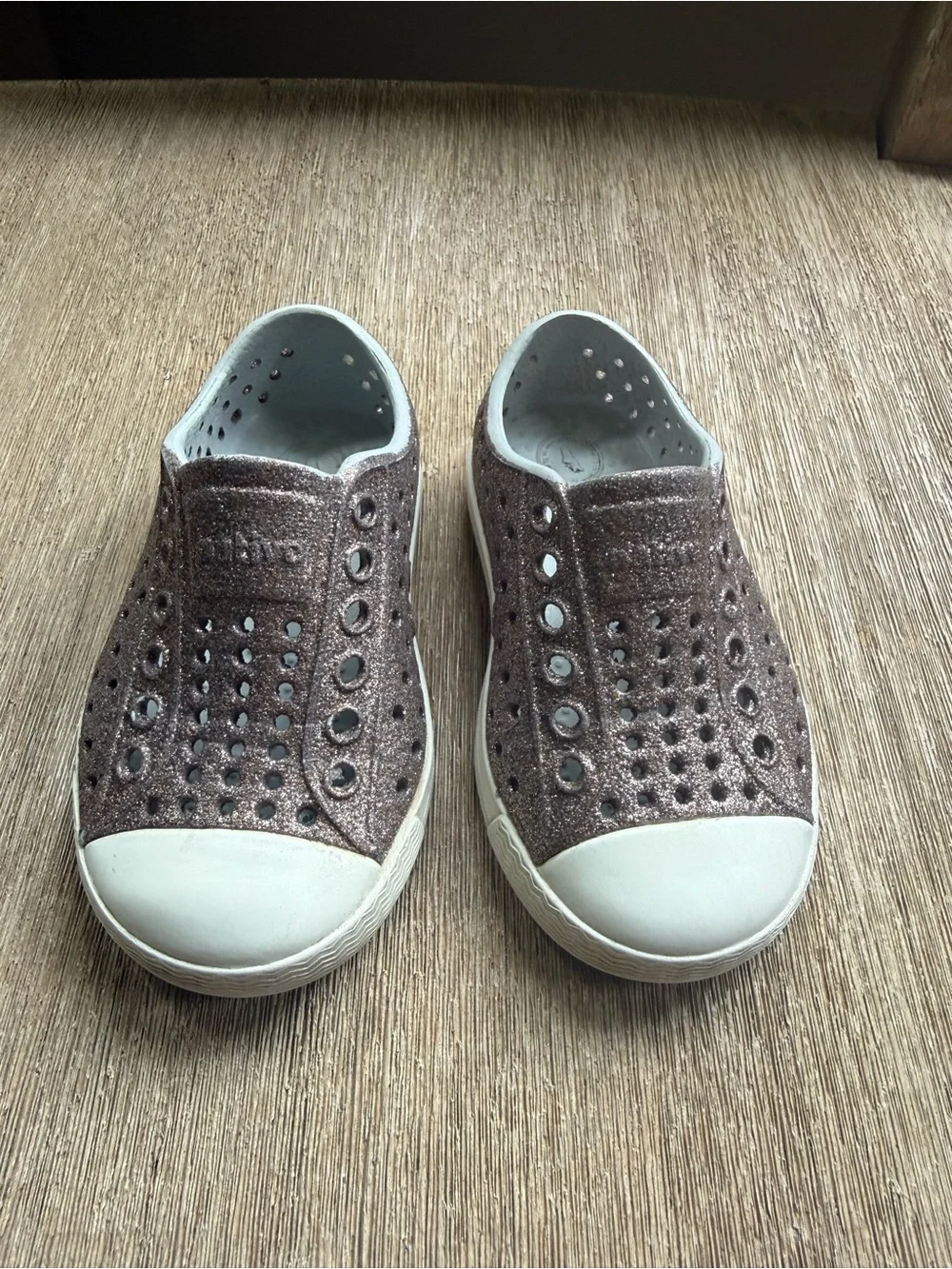 Native Jefferson Bling Sandal Shoes Metal Bling waterproof toddler girl sz C5